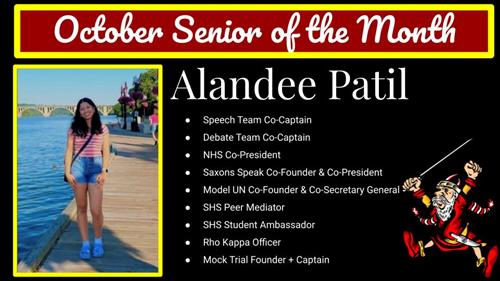 Alandee Patil Senior of the Month